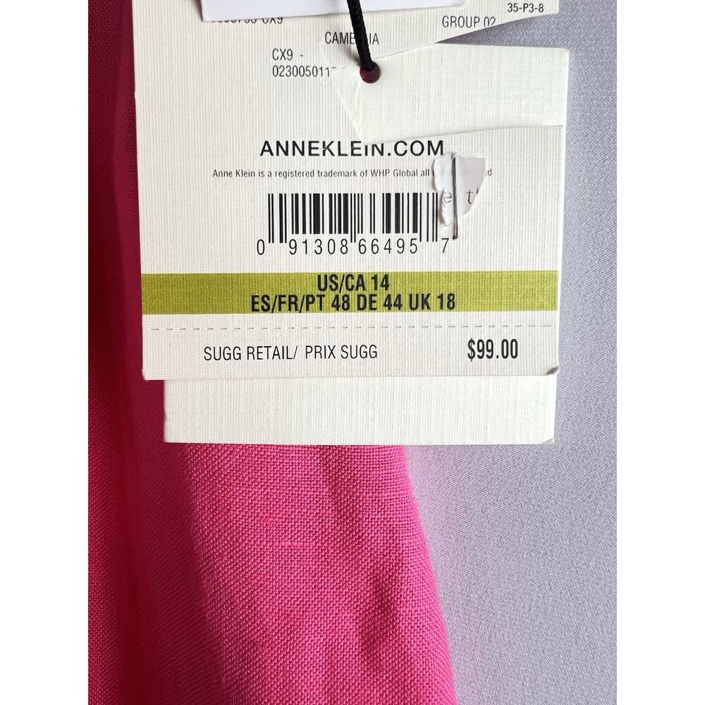 Anne Klein Women's Pink Linen Dress Pants Relaxed Straight 31" Inseam 14 - Picture 3 of 9